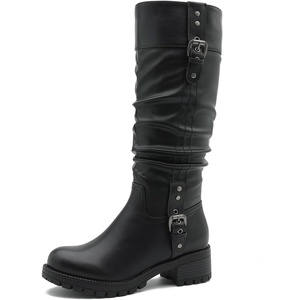 image:imageGLOBALWIN Womens KneeHigh Riding Boots Tall Fashion Boots with Chunky Low Heel amp Side Zipper Everyday Wear Casual Boots For Women24yy03 Black