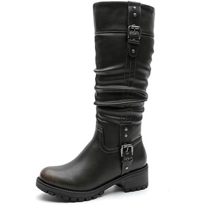 image:imageGLOBALWIN Womens KneeHigh Riding Boots Tall Fashion Boots with Chunky Low Heel amp Side Zipper Everyday Wear Casual Boots For Women24yy03 Distressed Brown