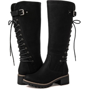 image:imageGLOBALWIN Womens Lace Up Back Knee High Fashion Boots19yy29 Black2