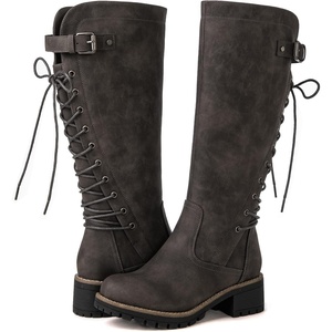 image:imageGLOBALWIN Womens Lace Up Back Knee High Fashion Boots19yy29 Grey2