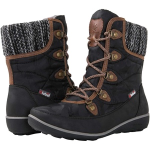 image:imageGLOBALWIN Womens Snow Boots Waterproof MidCalf Winter Boots for Women with Quilted Knit Panels Warm Fleece Lining and NonSlip Insulated Outdoor Sole1841blackBrown