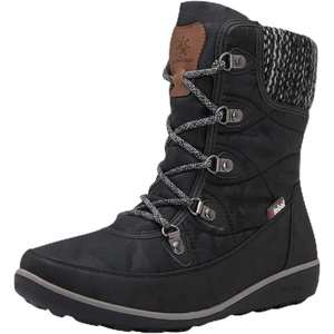 image:imageGLOBALWIN Womens Snow Boots Waterproof MidCalf Winter Boots for Women with Quilted Knit Panels Warm Fleece Lining and NonSlip Insulated Outdoor Sole1841black