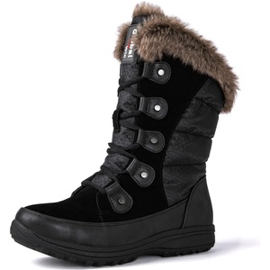 image:imageGLOBALWIN Womens Snow Boots Waterproof MidCalf Winter Boots with Thermal Fleece Lining Insulated Cold Weather Protection and NonSlip Sole for Snowy Commutes1817 Black4