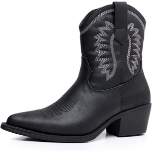 image:imageGLOBALWIN Womens Western Charm Cowgirl Boots Mid Calf Comfy Cowboy Boots For Women With Pointed Toe23yy07 Black2
