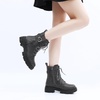 image:imageGLOBALWIN Womens Combat Boots Lace Up Ankle Booties Comfortable Lug Sole Boots For Women Chunky Low Heel21yy28 Grey