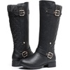 image:imageGLOBALWIN Womens Quilted Knee High Boots For Women Low Heel Comfortable Fashion Riding Boots19yy01black