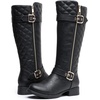 image:imageGLOBALWIN Womens Quilted Knee High Boots Low Heel Comfortable Fashion Dressy Riding Boots For Women19yy03black