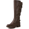 image:imageGLOBALWIN Womens Quilted Knee High Fashion Boots Strappy Boots For Women21yy10 Brown4