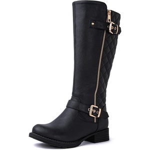 image:imageGLOBALWIN Womens Quilted Knee High Boots Low Heel Comfortable Fashion Dressy Riding Boots For Women19yy03 Black2