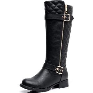 image:imageGLOBALWIN Womens Quilted Knee High Boots Low Heel Comfortable Fashion Dressy Riding Boots For Women19yy03black