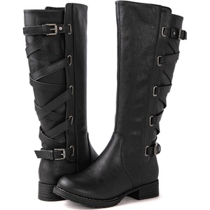 image:imageGLOBALWIN Womens Quilted Knee High Fashion Boots Strappy Boots For Women21yy10 Black3