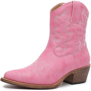 image:imageGLOBALWIN Cowboy Boots For Women Cute Cowgirl Boots Womens Western Boots With Embroidery Side Zipper Chunky Heel23yy16 Pink