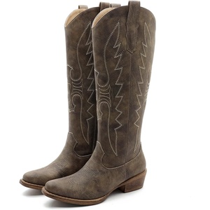 image:imageGLOBALWIN Womens Knee High Cowboy Boots Brown Cowgirl Boots25yy10 Brown